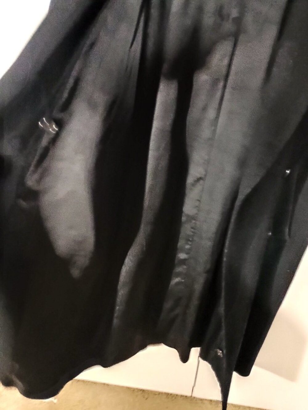 Jones New York Vintage Black 100% Virgin Wool Double Breasted Maxi Coat XL 16 18 - Picture 9 of 11